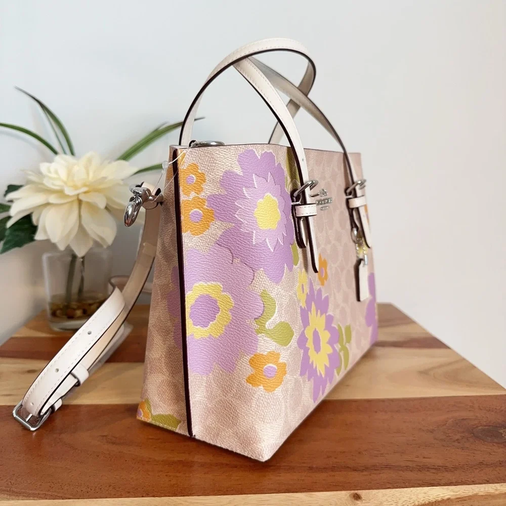 NWT Coach Mollie Tote Bag 25 In Signature Canvas With Floral‎ Print - Picture 3 of 9